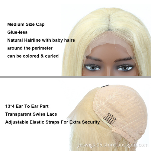 613 Blonde 13x4 Straight Lace Wigs 100% Virgin Human Hair Bob Wigs for Black Women Brazilian Human Hair Lace Front Wigs